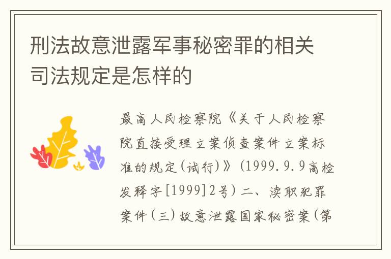 刑法故意泄露军事秘密罪的相关司法规定是怎样的
