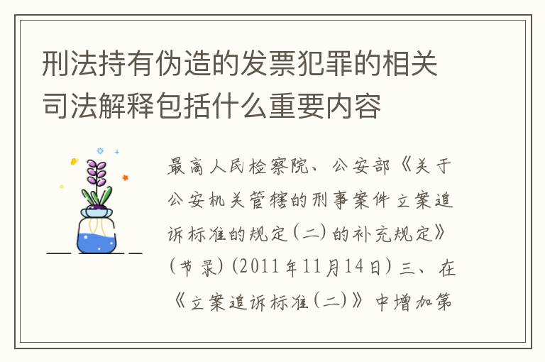 刑法持有伪造的发票犯罪的相关司法解释包括什么重要内容