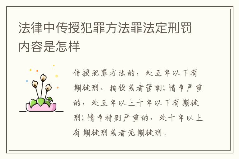 法律中传授犯罪方法罪法定刑罚内容是怎样