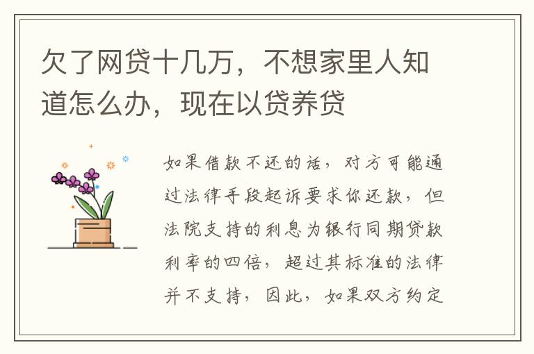 欠了网贷十几万，不想家里人知道怎么办，现在以贷养贷