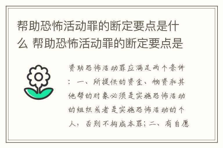 帮助恐怖活动罪的断定要点是什么 帮助恐怖活动罪的断定要点是什么意思