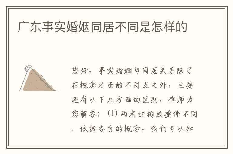 广东事实婚姻同居不同是怎样的