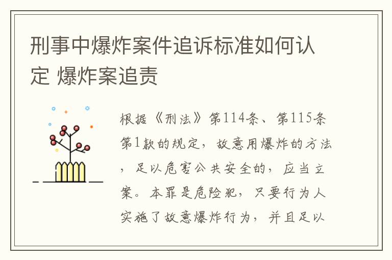 刑事中爆炸案件追诉标准如何认定 爆炸案追责