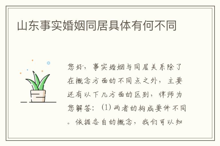 山东事实婚姻同居具体有何不同