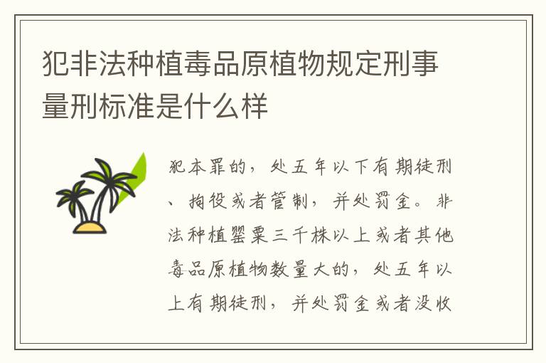 犯非法种植毒品原植物规定刑事量刑标准是什么样