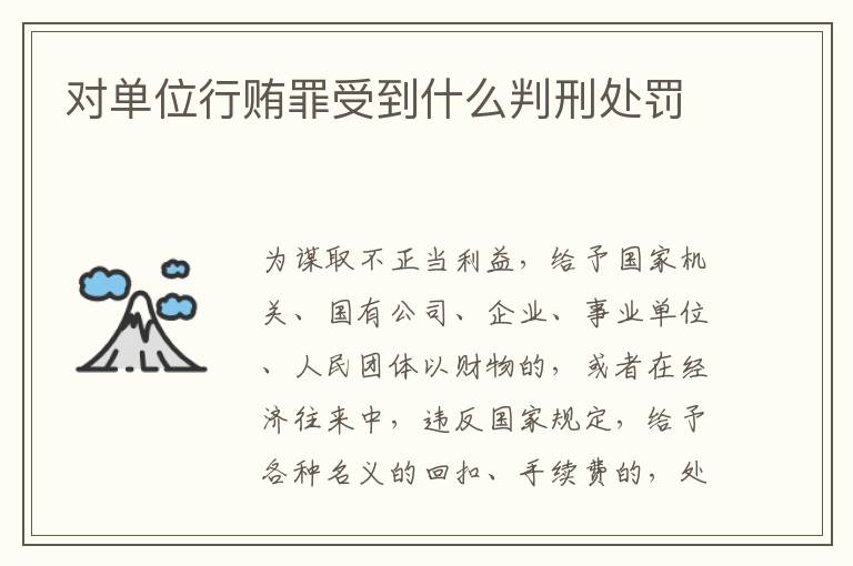对单位行贿罪受到什么判刑处罚