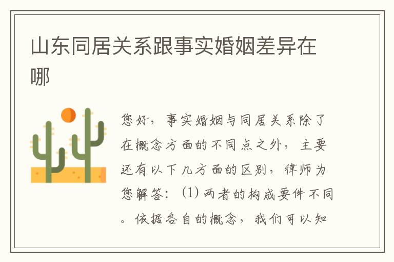 山东同居关系跟事实婚姻差异在哪