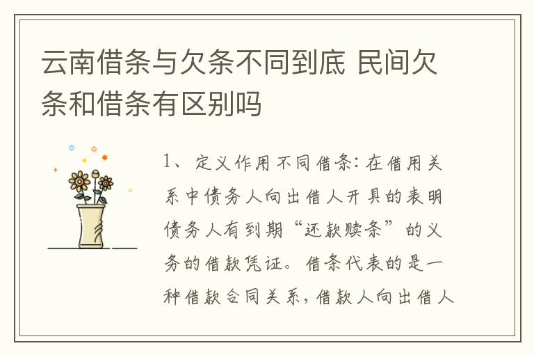 云南借条与欠条不同到底 民间欠条和借条有区别吗