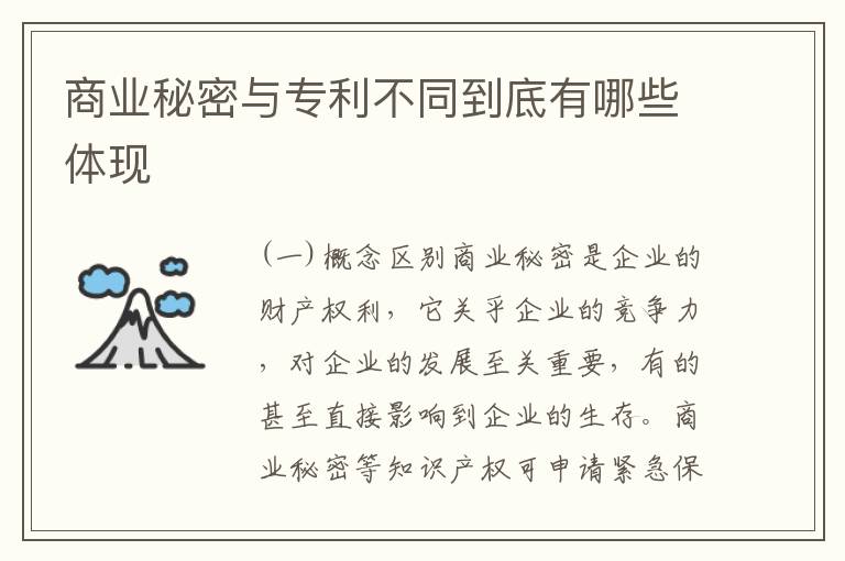 商业秘密与专利不同到底有哪些体现