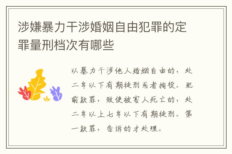 涉嫌暴力干涉婚姻自由犯罪的定罪量刑档次有哪些