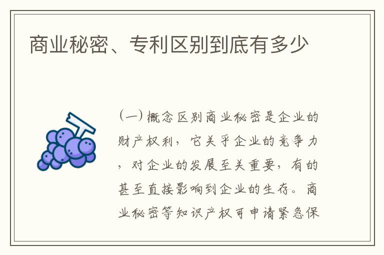 商业秘密、专利区别到底有多少