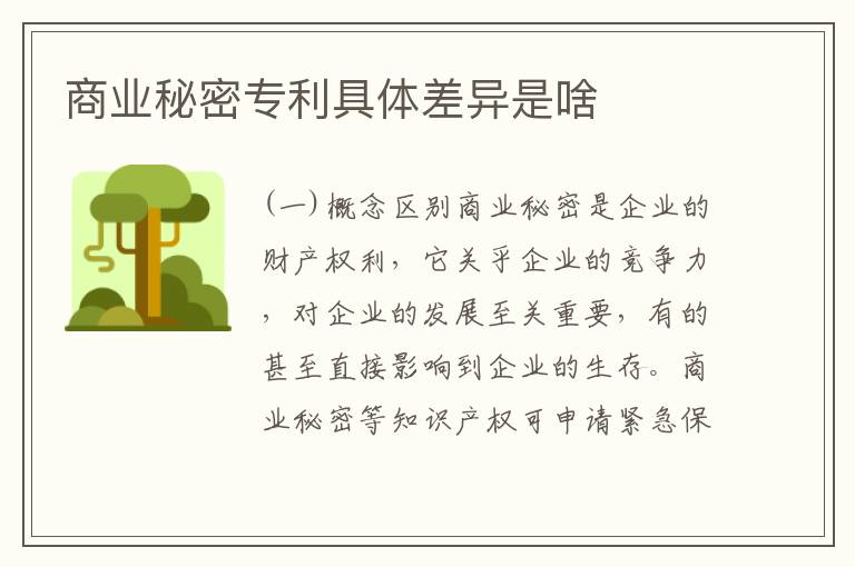 商业秘密专利具体差异是啥