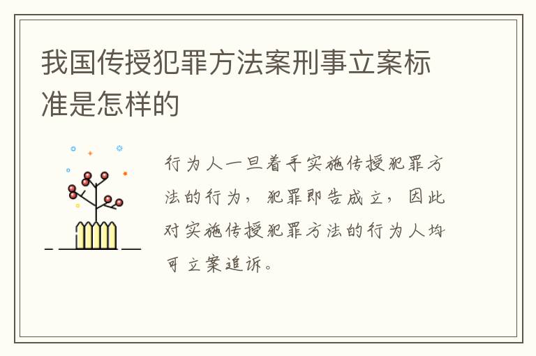 我国传授犯罪方法案刑事立案标准是怎样的