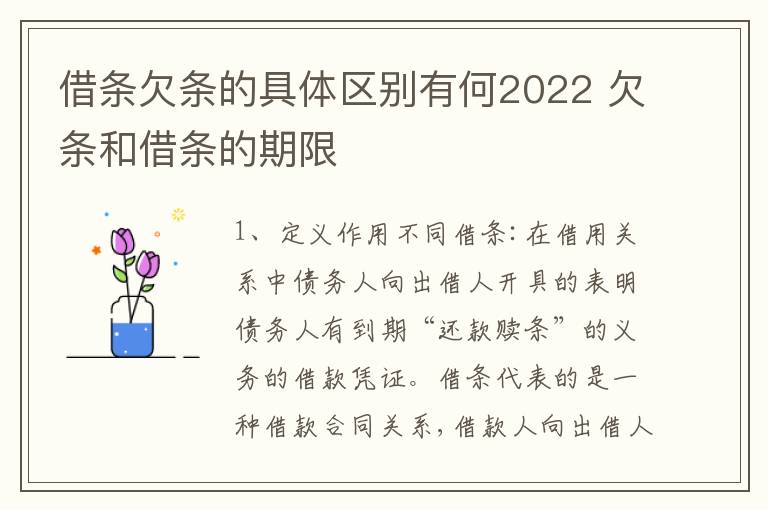 借条欠条的具体区别有何2022 欠条和借条的期限