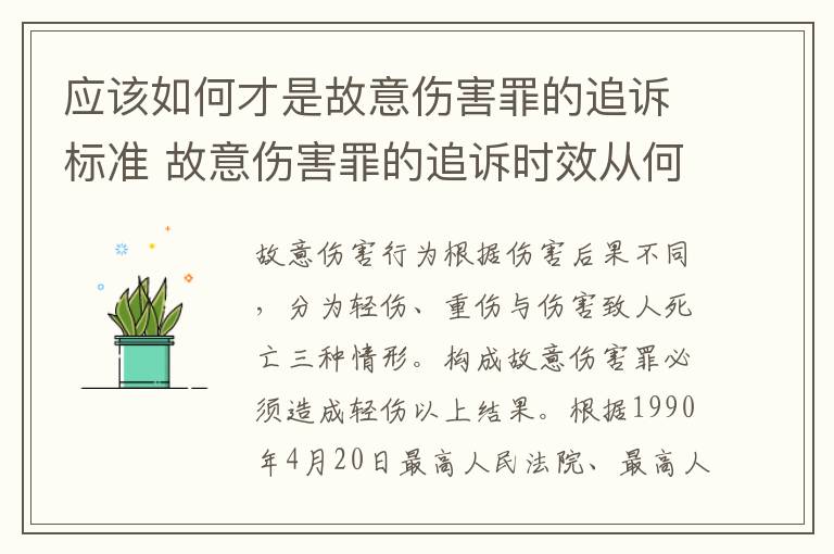 应该如何才是故意伤害罪的追诉标准 故意伤害罪的追诉时效从何时起计算
