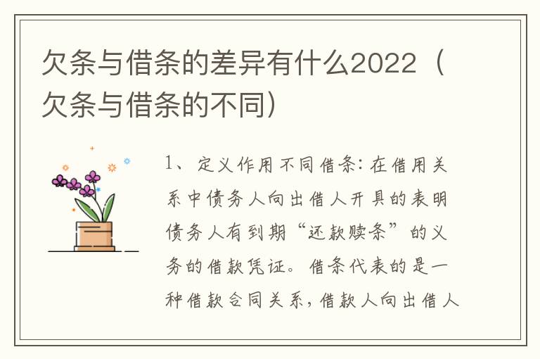 欠条与借条的差异有什么2022（欠条与借条的不同）