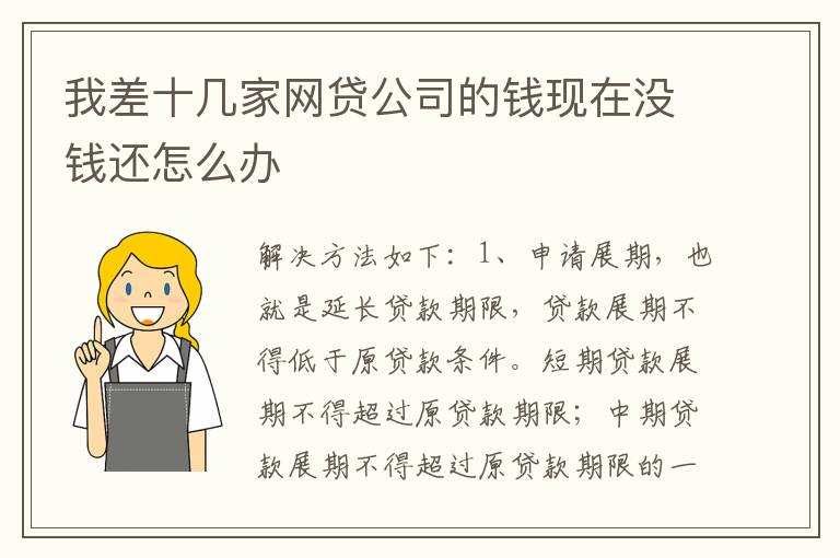 我差十几家网贷公司的钱现在没钱还怎么办