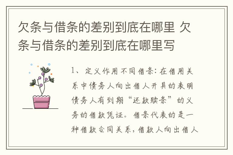 欠条与借条的差别到底在哪里 欠条与借条的差别到底在哪里写