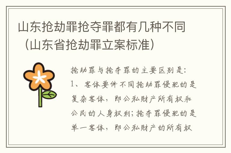 山东抢劫罪抢夺罪都有几种不同（山东省抢劫罪立案标准）