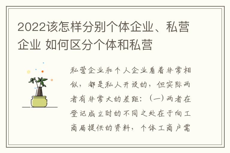 2022该怎样分别个体企业、私营企业 如何区分个体和私营