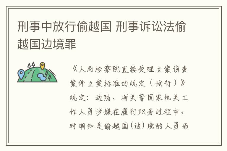 刑事中放行偷越国 刑事诉讼法偷越国边境罪