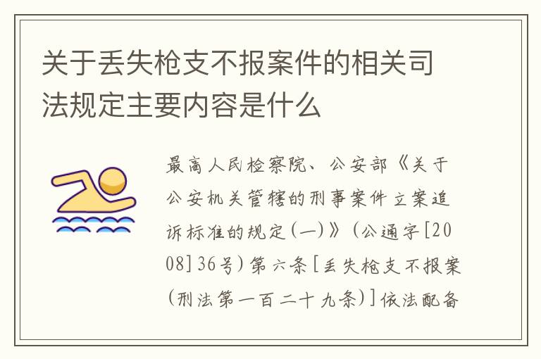 关于丢失枪支不报案件的相关司法规定主要内容是什么