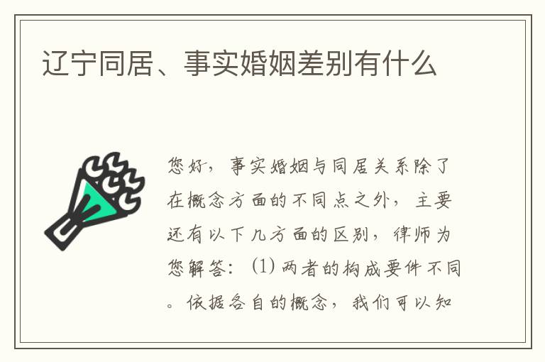 辽宁同居、事实婚姻差别有什么