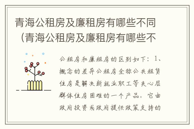 青海公租房及廉租房有哪些不同（青海公租房及廉租房有哪些不同地方）