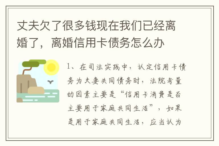 丈夫欠了很多钱现在我们已经离婚了，离婚信用卡债务怎么办