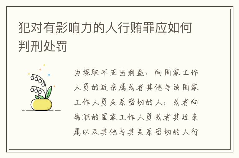 犯对有影响力的人行贿罪应如何判刑处罚