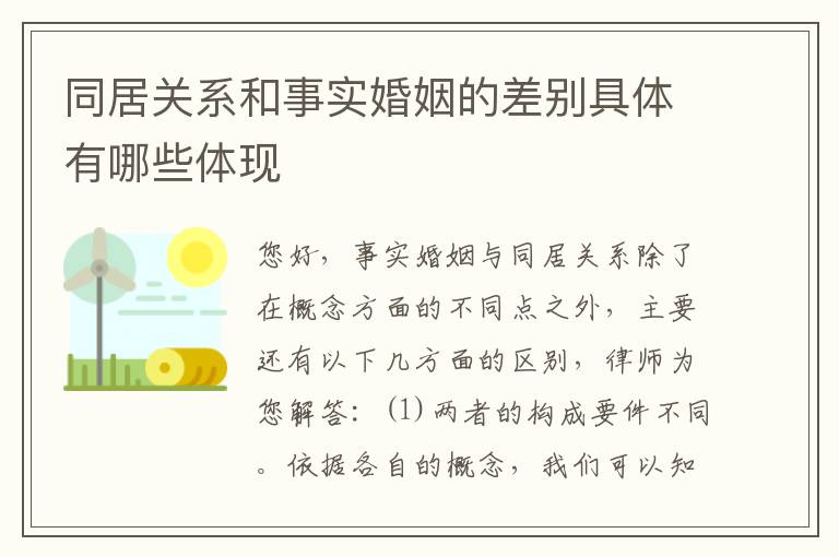 同居关系和事实婚姻的差别具体有哪些体现