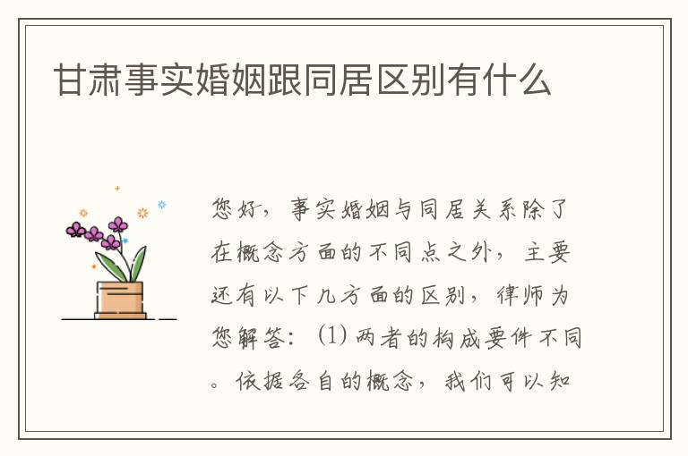 甘肃事实婚姻跟同居区别有什么