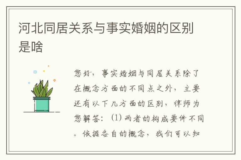 河北同居关系与事实婚姻的区别是啥