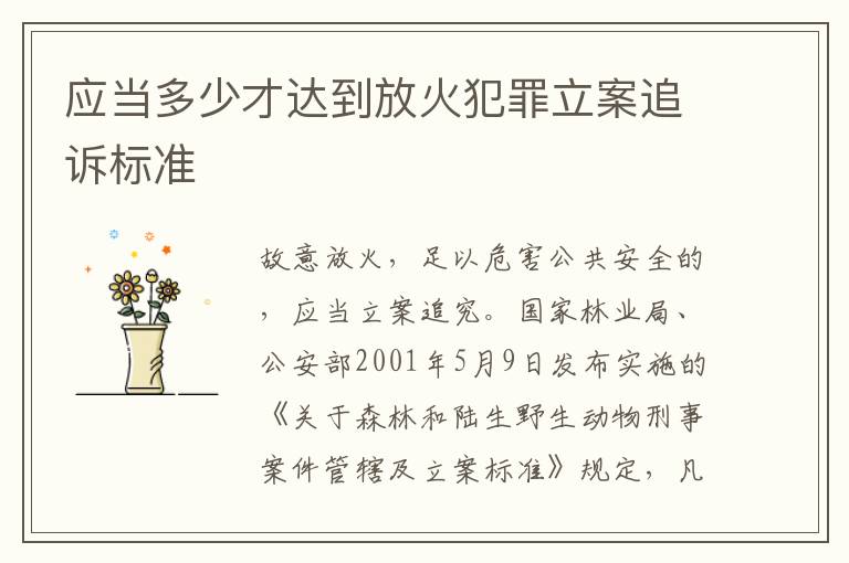 应当多少才达到放火犯罪立案追诉标准