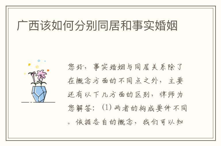 广西该如何分别同居和事实婚姻