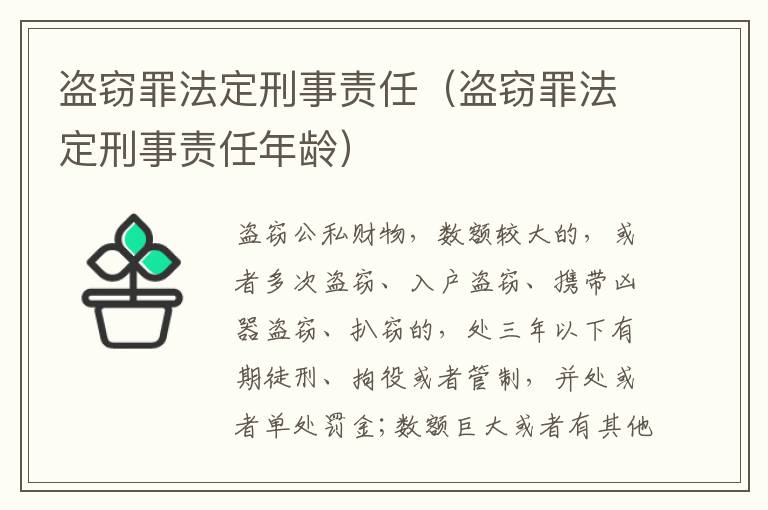 盗窃罪法定刑事责任（盗窃罪法定刑事责任年龄）