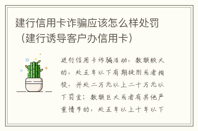 建行信用卡诈骗应该怎么样处罚（建行诱导客户办信用卡）