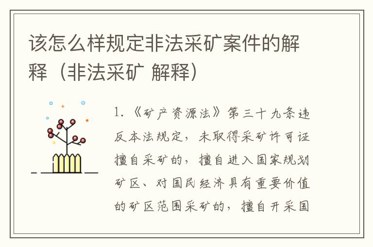 该怎么样规定非法采矿案件的解释（非法采矿 解释）