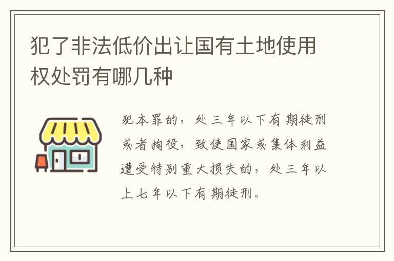 犯了非法低价出让国有土地使用权处罚有哪几种