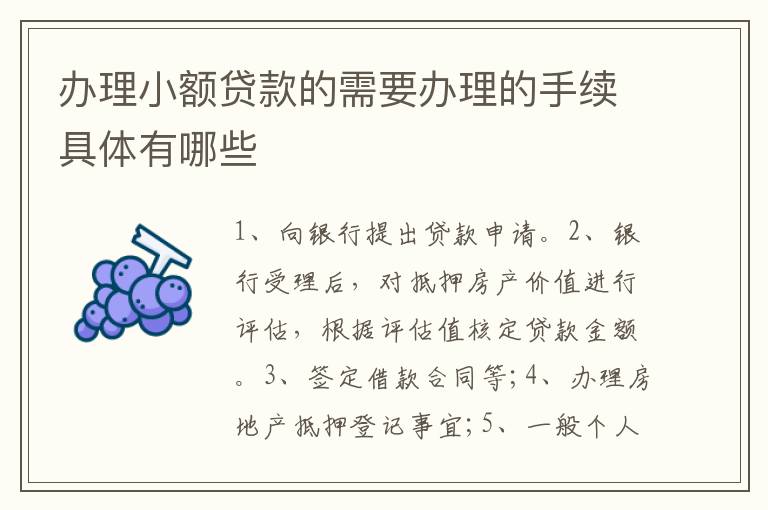 办理小额贷款的需要办理的手续具体有哪些