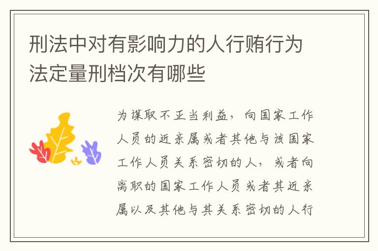 刑法中对有影响力的人行贿行为法定量刑档次有哪些