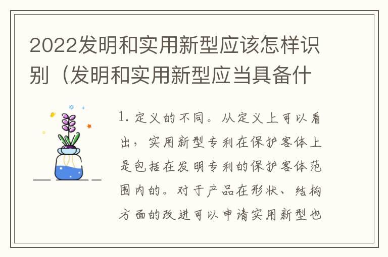 2022发明和实用新型应该怎样识别（发明和实用新型应当具备什么条件）