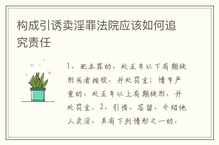 构成引诱卖淫罪法院应该如何追究责任
