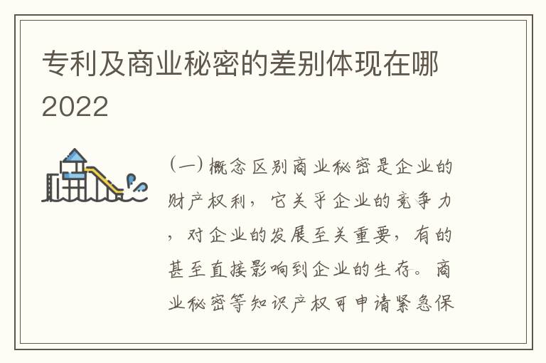 专利及商业秘密的差别体现在哪2022
