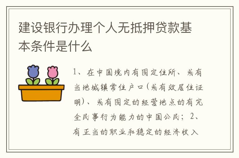 建设银行办理个人无抵押贷款基本条件是什么