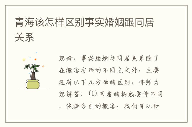 青海该怎样区别事实婚姻跟同居关系