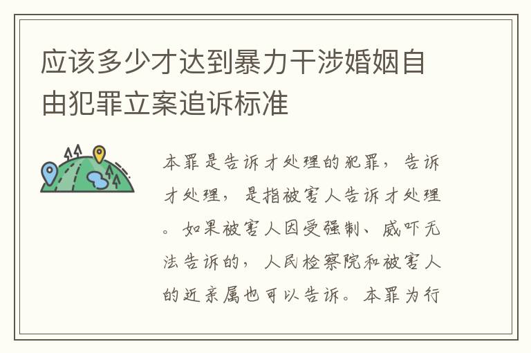 应该多少才达到暴力干涉婚姻自由犯罪立案追诉标准