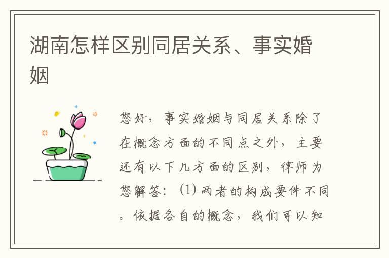 湖南怎样区别同居关系、事实婚姻