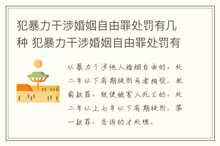 犯暴力干涉婚姻自由罪处罚有几种 犯暴力干涉婚姻自由罪处罚有几种类型