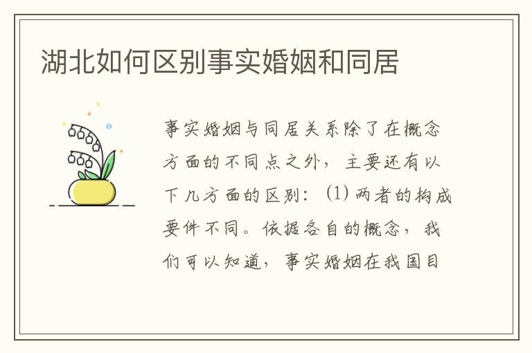 湖北如何区别事实婚姻和同居